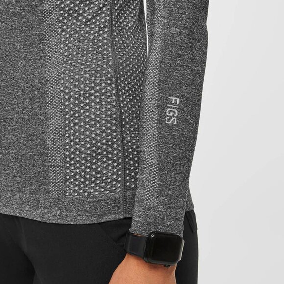 FIGS Salta Seamless Underscrub Long Sleeve Top in Graphite Gray | Size M - Picture 9 of 14